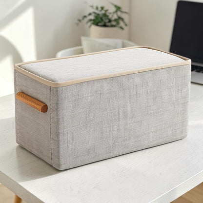 Cozyp Eco-Friendly Linen Desktop Organizer - Multi-Compartment Home Office Fabric Storage Basket