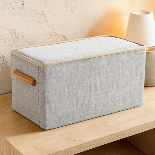 Cozyp Eco-Friendly Linen Desktop Organizer - Multi-Compartment Home Office Fabric Storage Basket